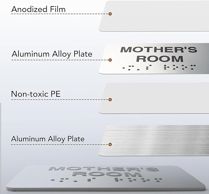 Exit Signs with Raised Text & Grade 2 Braille, Brushed Aluminum/Silver Finish - Image 3