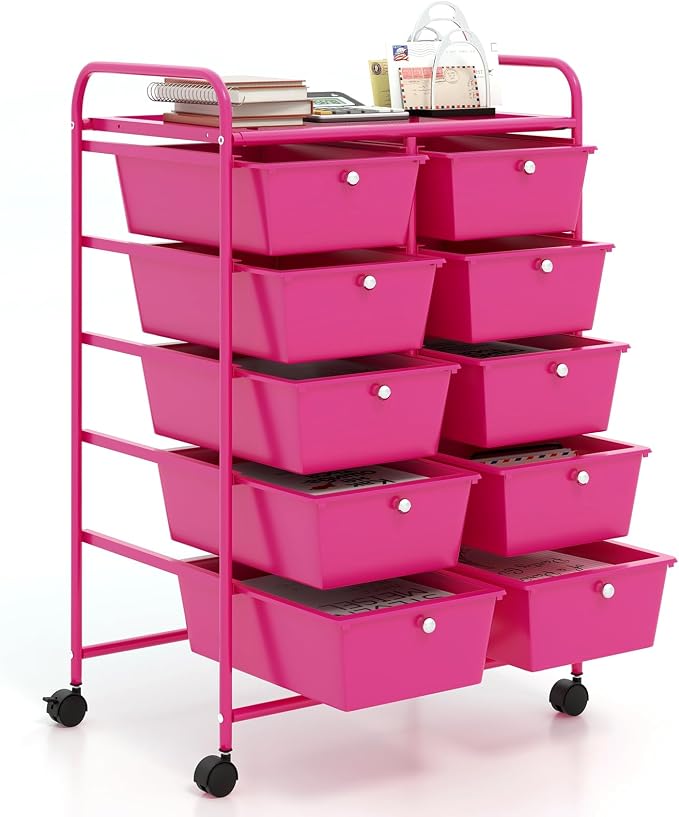 GOFLAME 10-Drawer Rolling Storage Cart, Art Craft Storage Organizer on Wheels by GOFLAME