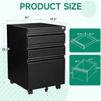 Letaya 3 Drawer Mobile File Cabinet - Image 3