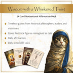 Paws of Wisdom Motivational 54-Card Deck. Cat-Themed Historical Quotes - Image 3