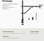 SMALLRIG Triangle Camera Desk Mount, Max. Load 3kg/ 6.6lbs, Overhead Mount - Image 9