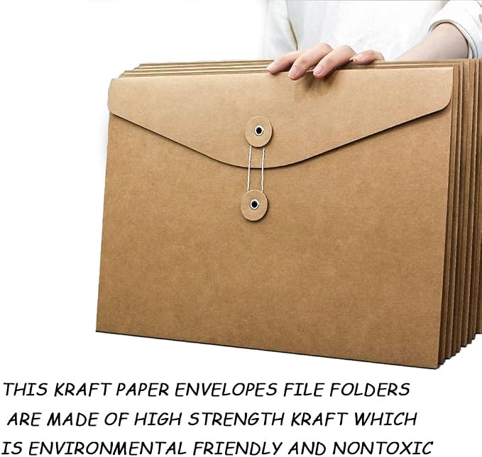10pcs A4 Kraft Paper Envelopes Portfolio Foolscap File Folders Document Folder - Image 3