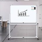 White Board on Wheels, 48 x 32 Inches Height-Adjustable Large Rolling Whiteboard - Image 7