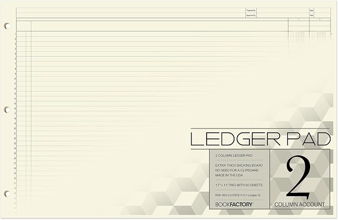 BookFactory Ledger Pad/Large 2 Column Accounting Ledger Columnar Pads by BookFactory