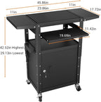 Mobile AV Cart with Pullout Keyboard Tray, Rolling Computer Cart Height - Image 2