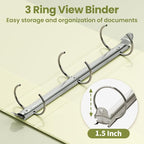 SUNEE 3 Ring Binder 1.5 Inch 1 Pack, Light Yellow - Image 3