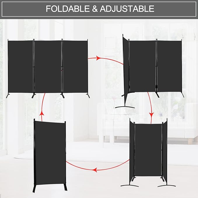 MAYOLIAH Partition Room Dividers 3 Panel Folding Privacy Screens 6 Ft Tall - Image 4