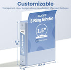 SUNEE 3 Ring Binder 1.5 Inch 1 Pack, Haze Blue - Image 7
