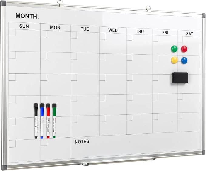 Comix Magnetic Dry Erase Calendar Whiteboard, 36 x 24 Inches Monthly Calendar by Comix