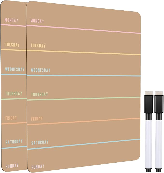Outus 2 Pieces Magnetic Weekly Dry Erase Boards Erasable Weekly Calendars by Outus