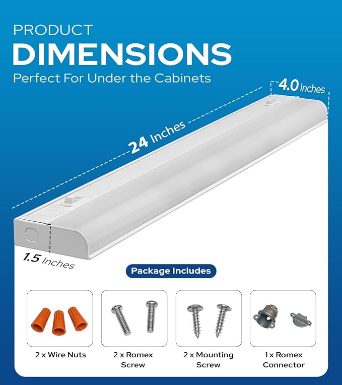 24 Inch Hardwired Under Cabinet Lights, 2 Colors - Image 3