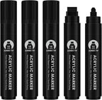 BIGTHUMB Black Poster Markers Jumbo: 5 Pcs 15mm Wide Tip Thick Acrylic Paint - Image 2