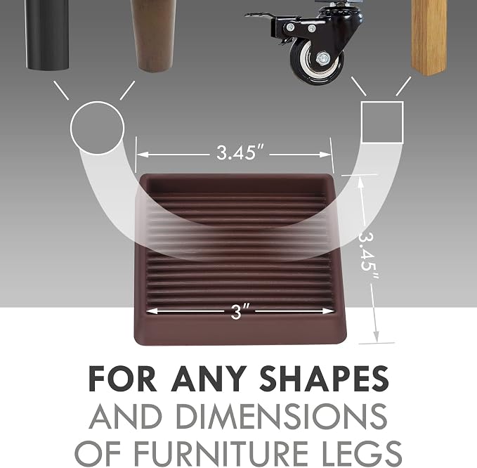 VOCOMO 3X3 Rubber Caster Cups, Non Slip Furniture Pads, Anti-Slip Furniture - Image 2