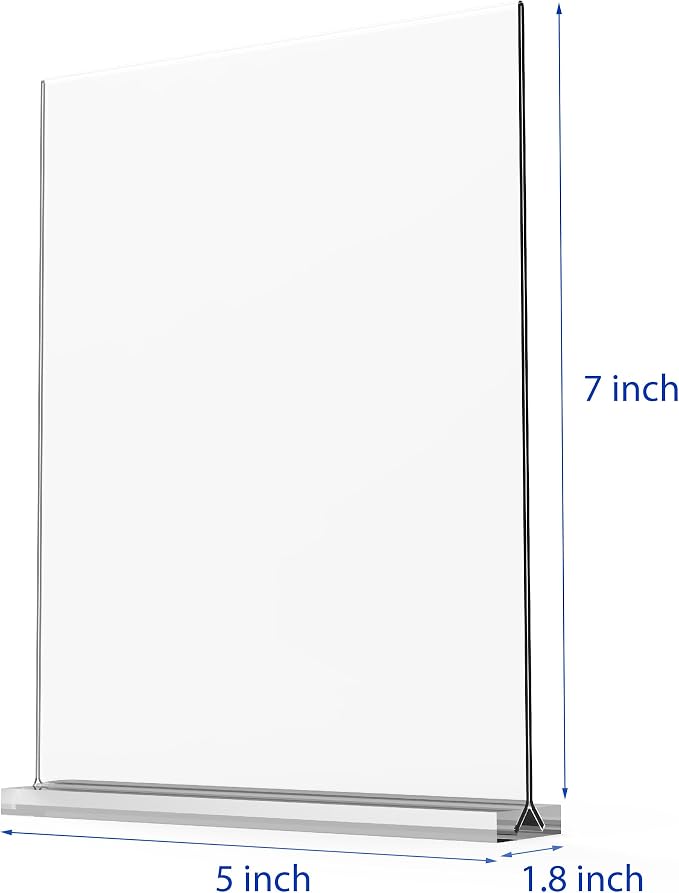 newnewshow 5“x7” Acrylic Sign Holder 6 Pack Vertical T Shape Double-Sided - Image 2