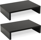 TEAMIX Wood Monitor Stand Riser-2 Pack, 2 Tier Adjustable Monitor Stand Dual by TEAMIX