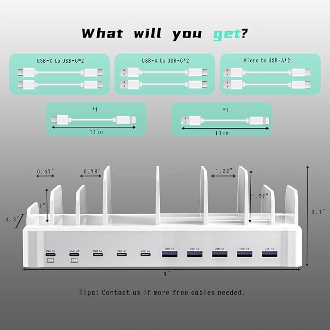 420W Charging Station for Multiple Devices, Zobirez 10-Port USB C Fast Charger - Image 7