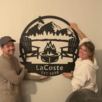 RealSteel Personalized Mountain Campfire Monogram Metal Sign – Custom Family - Image 5
