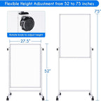 maxtek Rolling White Board, 44 x 28 Height Adjustable Whiteboard on Wheels - Image 2