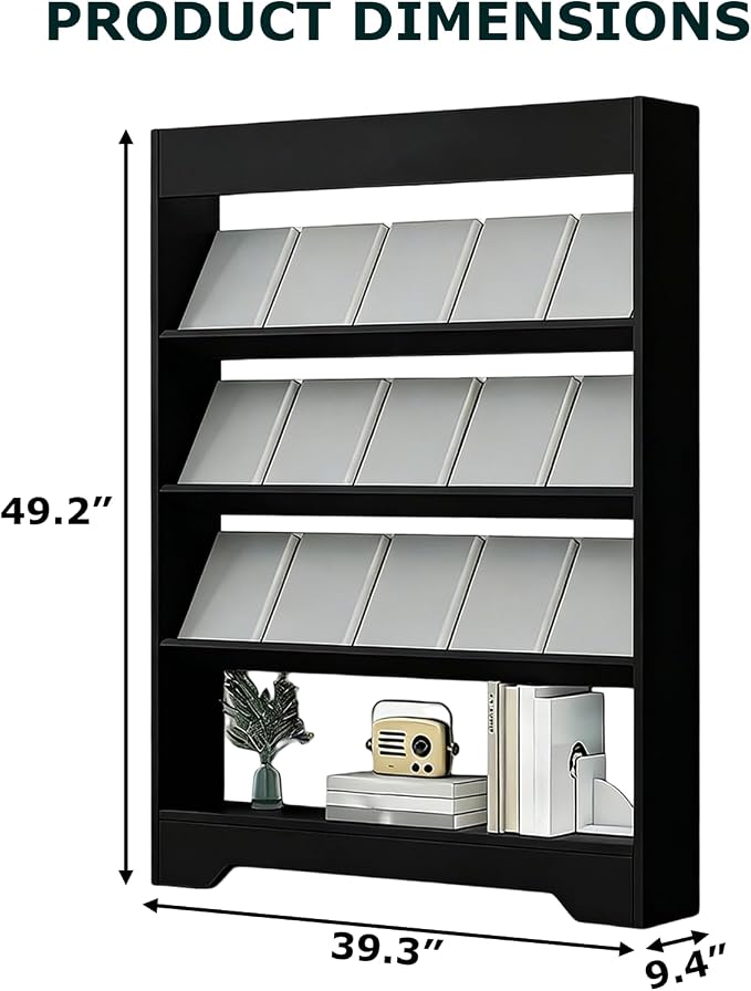 LHIUGE 4-Layer Brochure Display Rack, Freestanding Wooden Magazine Rack - Image 2