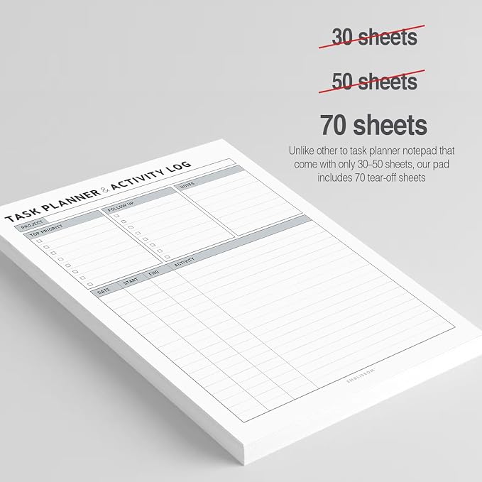 Task Planner & Tracker 8.5 x 11 Tear-Off 70 Sheet Planner Pad – Project - Image 3