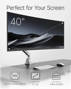 monTEK Deluxe Monitor Arm with USB A/C up to 40 Inch Holds 26.4 lbs Curved - Image 3