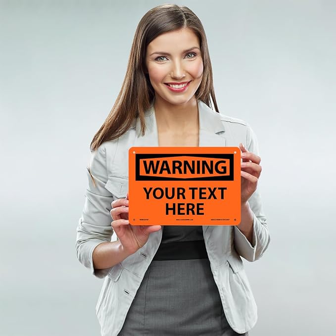 Custom OSHA Style Warning Sign 7" x 10" Plastic Sign, Customizable "Your Text - Image 2