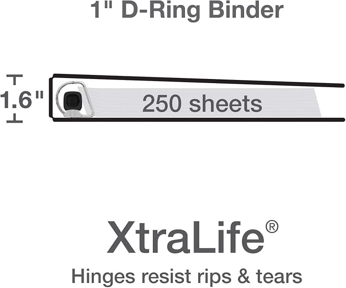 Oxford 3 Ring Binders, 1 inch ONE-Touch Easy Open D Rings, Durable Binders - Image 3