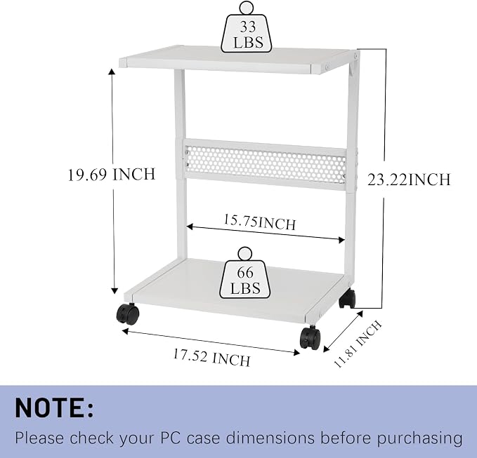Bfttlity PC Stand Computer Tower Stand 2-Tier Metal CPU Holder - Image 2
