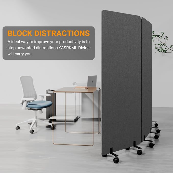 Soundproof Room Divider with Wheels, 66in Office Dividers - Image 5