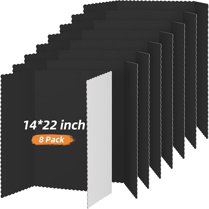 Henoyso 8 Pcs 14 x 22 Inch Black Trifold Poster Board Large Tri Fold by Henoyso