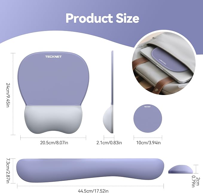 TECKNET Gel Mouse Pad Set with Wrist Rest and Keyboard Wrist Rest, Ergonomic - Image 7