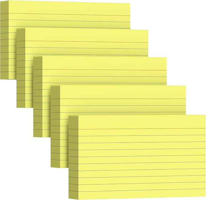250 Count Index Cards 3 x 5 Inch, Heavyweight Yellow Lined Note Cards Portable by Unknown