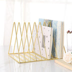 Sooyee 9 Slot Gold Magazine Holder, Desktop File Sorter Organizer Triangle - Image 4