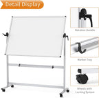 VIZ-PRO Double-Sided Magnetic Mobile Whiteboard, 48 x 36 Inches, Aluminium - Image 4