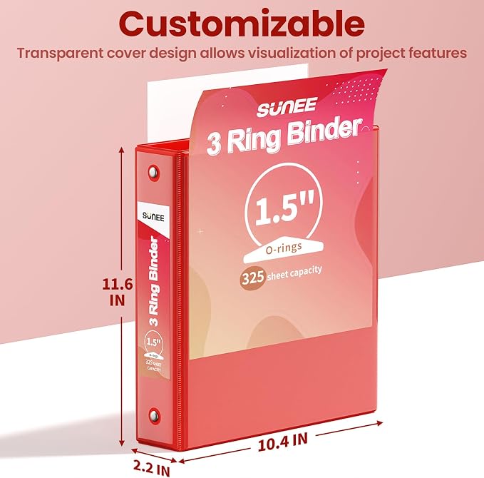 SUNEE 3 Ring Binder 1.5 Inch 1 Pack - Image 7