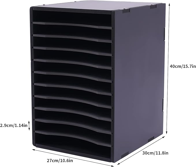 GUEYYSAN Vertical File Storage Rack, 11-Compartment Desktop Sorter Documents Box - Image 3