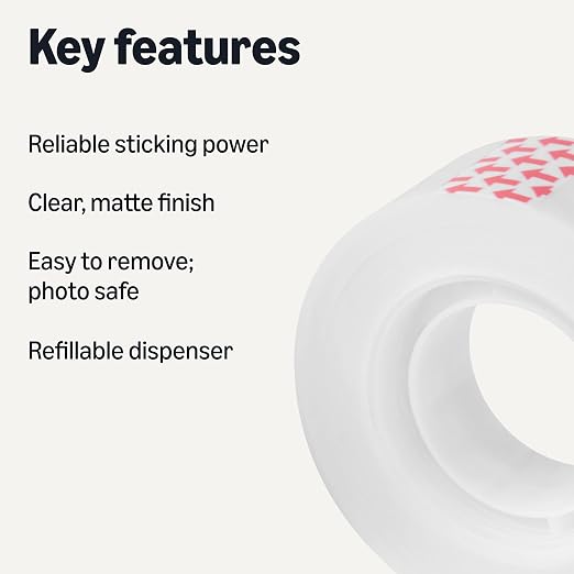 Amazon Basics Matte Finish Tape, Invisible Tape, 3/4" x 1000", Transparent - Image 2
