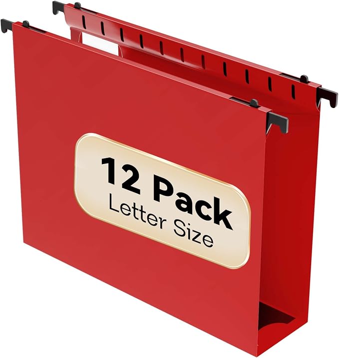 Nordun Plastic Hanging File Folder Extra Capacity, 12 Pack Reinforced Hang by NORDUN