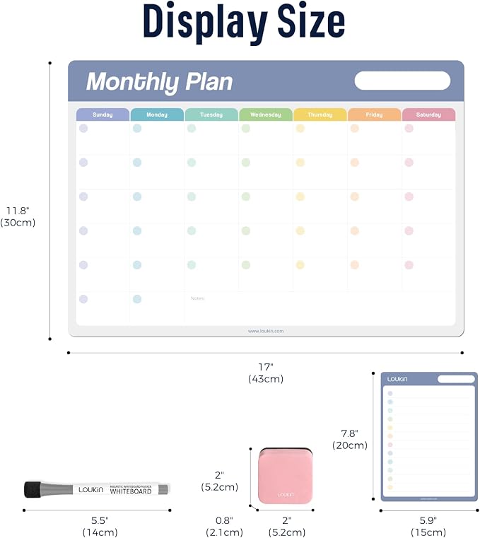 Loukin Dry Erase Calendar Set, Monthly Planner and Checklist, Electrostatic - Image 6