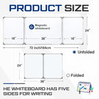 72" x 24" Foldable Whiteboard Dry Erase Board Large Tri Folding Whiteboard - Image 2