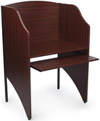 Displays2go Study Cubicle, Keyboard Tray, Steel Legs, Melamine Top – Mahogany by Displays2go