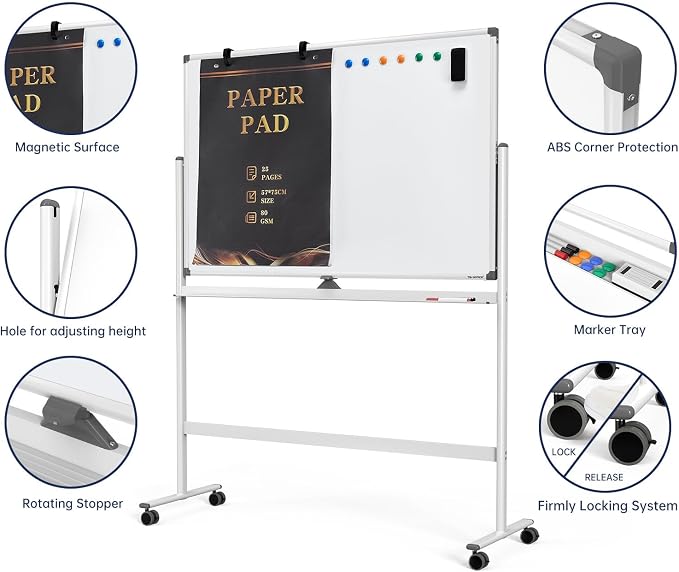 Large Dry-Erase Rolling Magnetic Whiteboard - Image 3