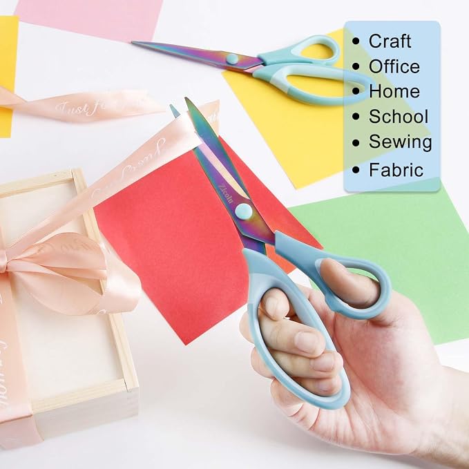 Zicolu 8.5" Scissors All Purpose, Titanium Coating Sharp Blade, Soft - Image 2
