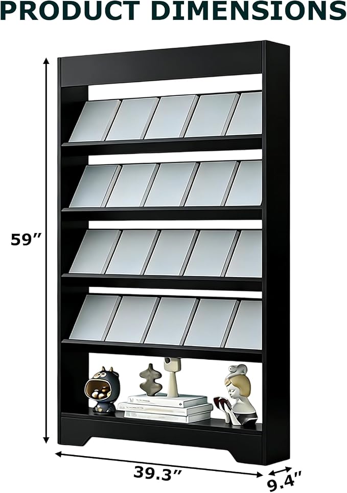 LHIUGE 5-Layer Brochure Display Rack, Freestanding Wooden Magazine Rack - Image 2