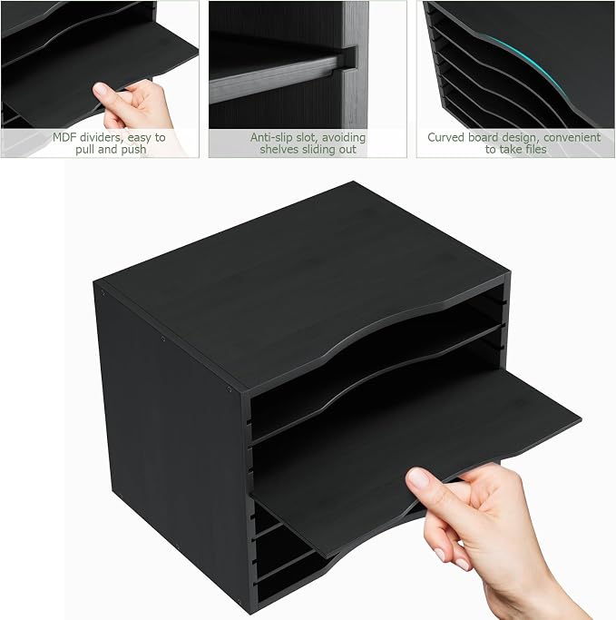 Bamjoy Wood 5 Tier Desktop Organizer, Paper Organizer Mail Sorter, File Holder - Image 5