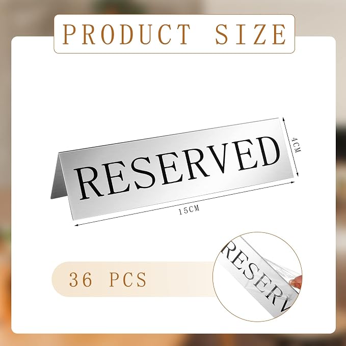 Peryiter Metal Reserved Table Signs Metal Reserved Sign Double Sided Table - Image 2