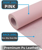 Pink Leather Desk Mat, Large Mouse Pad & Laptop Mat - Image 2