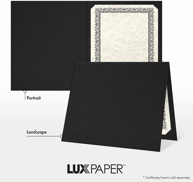 LUXPaper 9.5" x 12" Certificate Holders | Black Linen | 100lb. Cover | 100 Qty - Image 5
