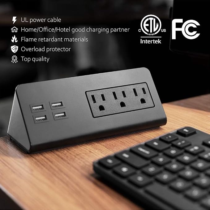 Emerising 2-Pack Desk Edge Mount Power Strips - Image 2