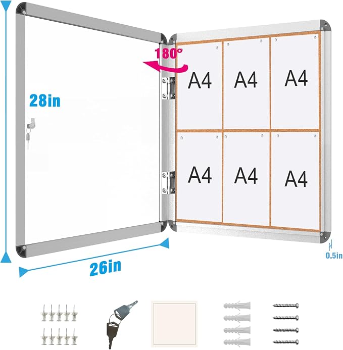 Mifuro 2 Pack 28"x26" Enclosed Bulletin Board, Lockable Weather-Resistant - Image 5